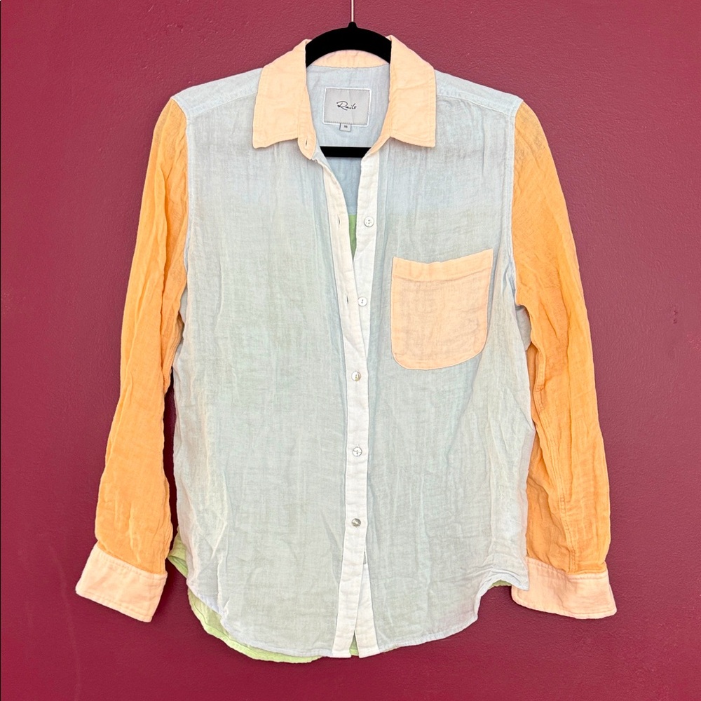 Rails Orange and White Casual Button Down Shirt